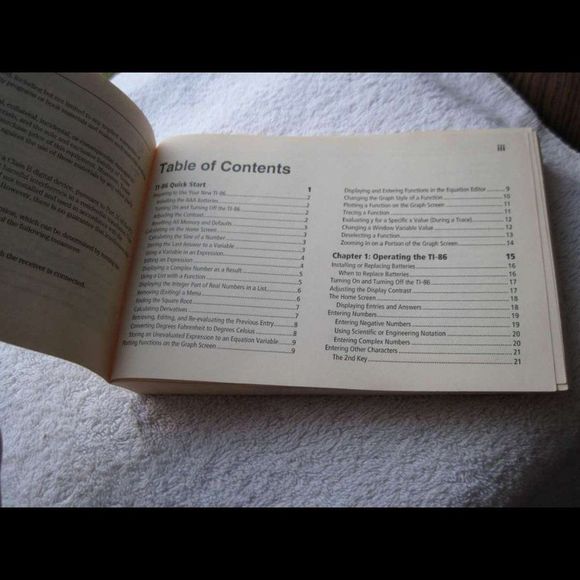 Texas Instruments TI-86 Graphing Calculator Guidebook User Manual Instructions - Picture 5 of 9